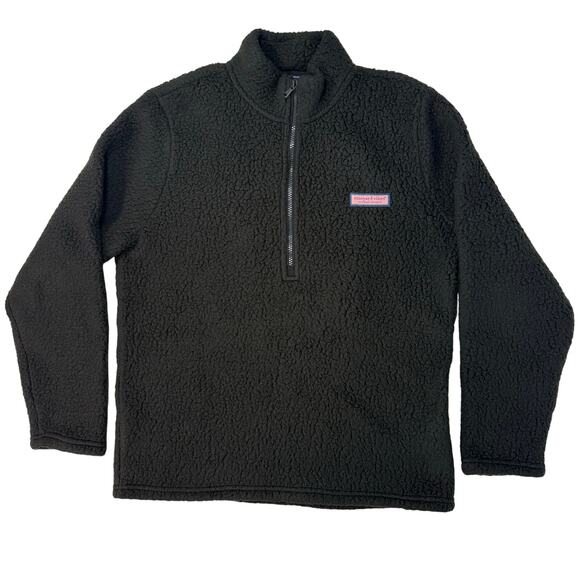 Vineyard Vines Men’s Medium Black Fleece 1/2 Zip Pullover Sweatshirt - Picture 1 of 9